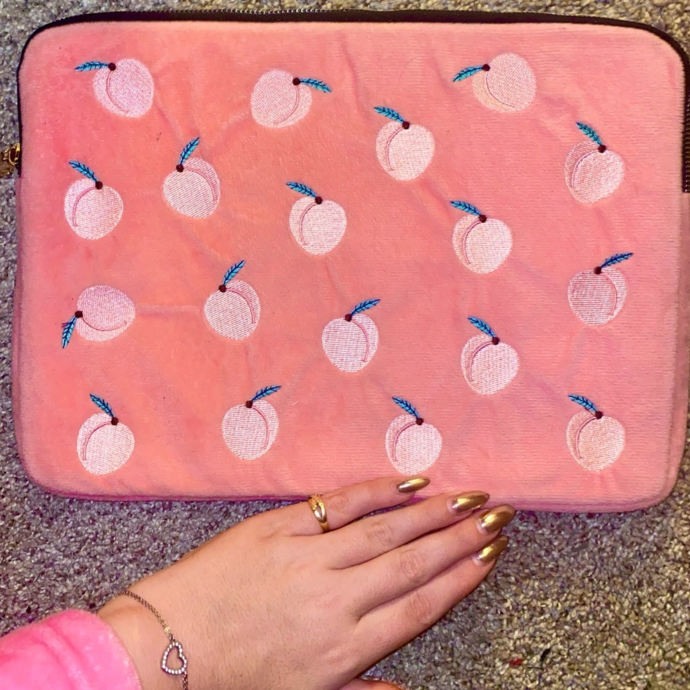 Peach velvet laptop case